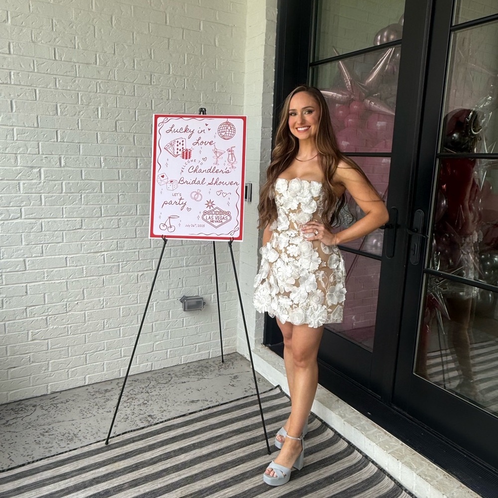Bronx and Banco White Floral Wedding Dress